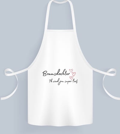 Akyol - bonusdochter ik vind jou super lief Keukenschort - Dochter - de liefste bonusdochter - verjaardag - cadeautje voor dochter - dochter artikelen - kado - geschenk - 82 bij 71 cm