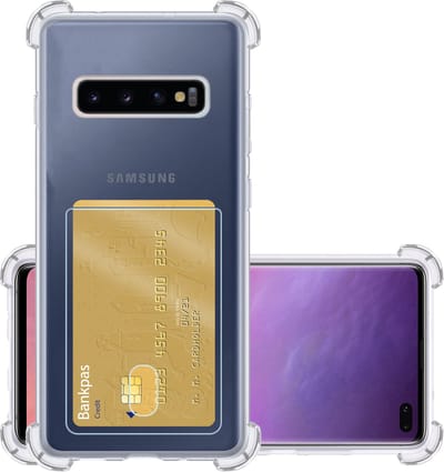 Hoesje - Geschikt voor Samsung Galaxy S10 - Met Pashouder en Kaarthouder - Telefoon Hoes Shockproof - Siliconen Case - Back Cover - Shock Proof - Pasjes Houder - Transparant