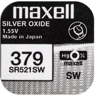 MAXELL 379 / SR521SW zilveroxide knoopcel horlogebatterij 2(twee) stuks
