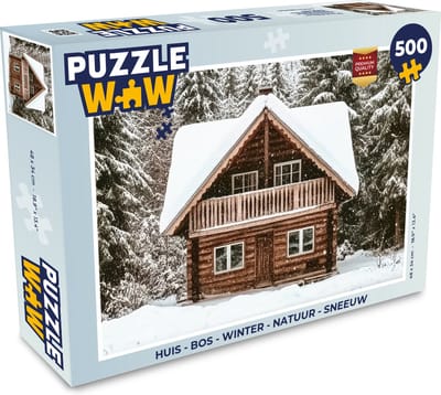 Puzzel Huis - Bos - Winter - Natuur - Sneeuw - Legpuzzel - Puzzel 500 stukjes