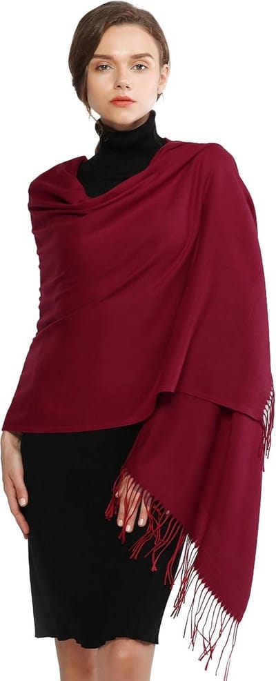 Omslagdoek dames - Omslagdoek dames sjaal - Elegante pashmina omslagdoek – Warme winter sjaal voor vrouwen en bruidsmeisjes – Zachte lange en grote shawl – Modieuze accessoire voor feest en dagelijks gebruik - 70 x 200 cm - Rood