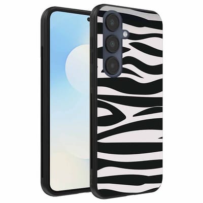 Geschikt voor Samsung Galaxy S25 FE Telefoonhoesje met zebra opdruk - TPU backcover case zebra design - Zwart Wit - Smartphonica geschikt voor Samsung Galaxy S25 FE