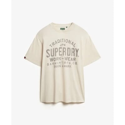 Superdry Machined Goods Workwear T-shirt Crème Grootte: S