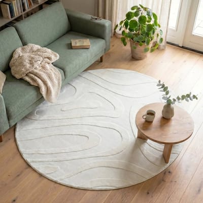 Fraai Rond Scandinavisch vloerkleed - Charm Shapes Wit - Ø 80cm