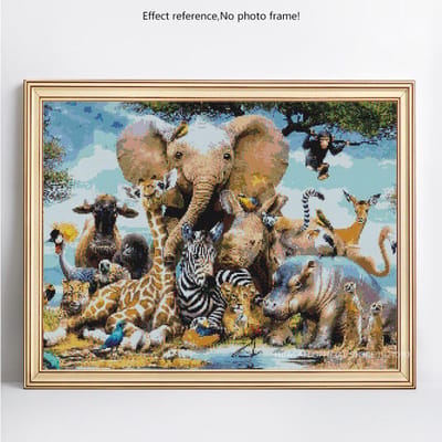 Peinture Diamant 5D DIY Animal Broderie Ronde Complète Vente Éléphant Mosaïque Diamant Image 20X30CM black