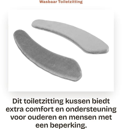Dailygoods- Toiletzitkussen Wasbaar - Toiletverhoger - Comfortabel - Flanel/Katoen - 37 cm - Zacht