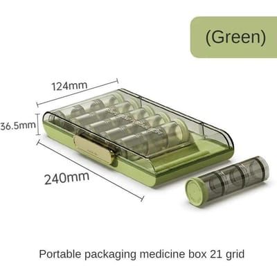 Draagbaar 7 dagen per week, 3 maaltijden per dag, mini-pillendoos, draagbare medicijndispenserdoos