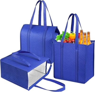 Koeltas - 3 stuks - Lunchtas - Isolatie - Koelzakken - Picknicktas - Thermotas - Coolerbag - voor Voedsel, Outdoor, Picknick, Camping, Familieactiviteiten - 30x33x18cm - Blauw