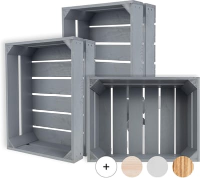 Creative Deco 3 x Decoratieve Natuurlijke Houten Doos Grijs | 40 x 30 x 15 cm | Houten Mand | Opbergcadeau Decoratie DIY Knutselen Documenten Speelgoed Gereedschap