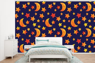 Behang - Fotobehang Sterren - Nacht - Patronen - Kind - Breedte 345 cm x hoogte 220 cm
