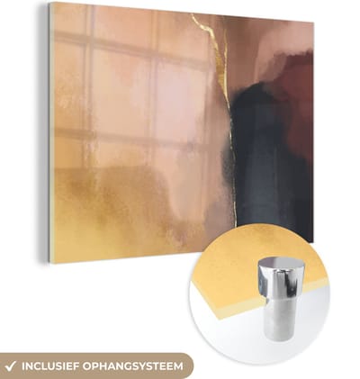 MuchoWow® Glasschilderij 120x90 cm - Schilderij acrylglas - Abstract - Verf - Pastel - Foto op glas - Schilderijen