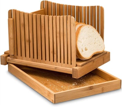 Broodsnijmachine - Zelfgemaakte Broden - Brood Snijden - Verstelbare Stopborden - Opvouwbaar Ontwerp - Natuurlijk Bamboe