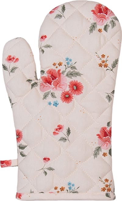 Clayre & Eef Ovenwant 18x30 cm Beige Katoen Rozen Ovenhandschoen