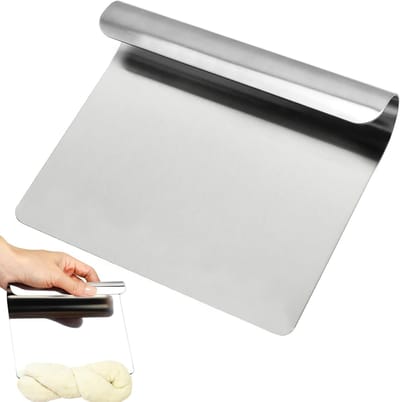 SnelShoppen - Multifunctionele Deegschraper 14x12cm RVS | Snijder en Schraper Voor Deeg, Brood, Pizza, Groenten en Fruit In Keuken