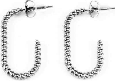 Dottilove Ø27mm Twist Square Oorbellen - Dames Stalen Schakel Oorbellen - Wit Gold Plated