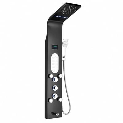 ITRONIQ Douchepaneel Met LED Temperatuur Display - Regendouche Waterval Handdouche Massagejets - RVS Douchekolom - Zwart