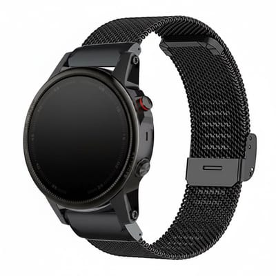 Milanees bandje - geschikt voor Garmin Fenix 5 (PLUS) / 6 (Pro) / 7 (Pro) / 8 (47 mm) / E (47 mm) / Epix (Pro) (2) 47 mm / Approach S60/S62/S70 47 mm / MARQ / Instinct 1/2/3 (45mm) - zwart
