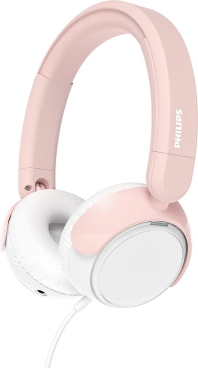 PHILIPS TAK2000PK/00 - Kinderkoptelefoon - 85 dB Veilig Luisteren - Audio Share - Ingebouwde Microfoon - Opvouwbaar - USB-C Adapter Inclusief - Licht Roze / Wit