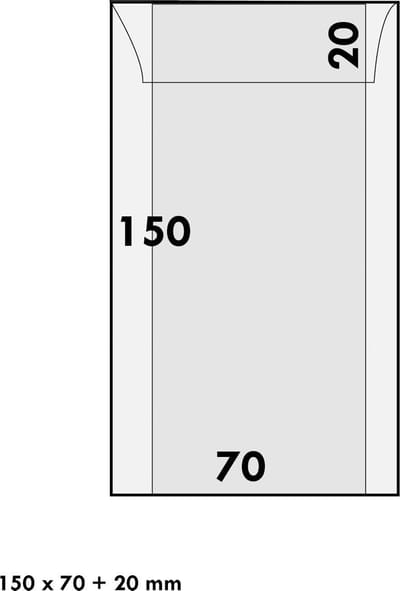Lindner pergamijn 70 x 150 mm + 20 mm klep (500x) - papier - envelop - envelopjes - zakjes - 100% recyclebaar – glassine