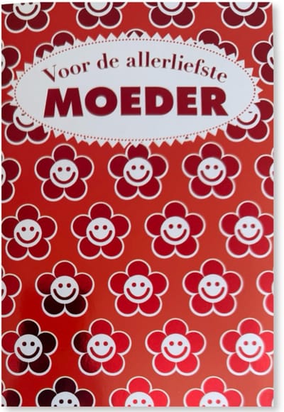 Moederdag Wenskaart Vrolijke smiley bloemen- 12x17cm - Gevouwen kaart inclusief envelop - Moederdagkaart