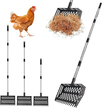 Poepschep Metaal - Hark Zeef - Hokken Schoonmaken - Verstelbare Steel - Tot 165 cm - Metaal