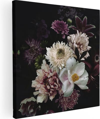 Artaza Canvas Schilderij Bloemen - 80x80 cm - Wanddecoratie Stilleven - Muurdecoratie Bloemen Schilderij - Schilderijen Op Canvas