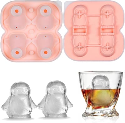 Siliconen IJsblokjesvorm met Deksel, Herbruikbare Pinguïn IJsblokjes voor Cocktails, Smoothies en Desserts