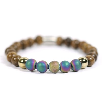 Heren armband robles hout - color agaat  - IbizaMen - 19cm