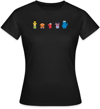Sesamstraat Pixelontwerp Personages T-Shirt Dames