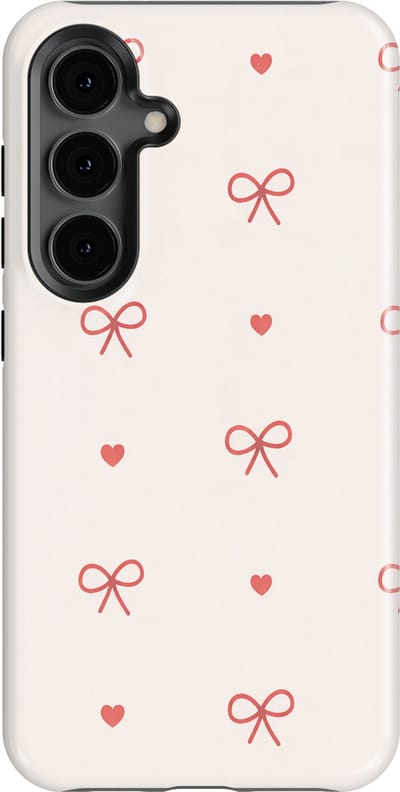 Tough Hoesje met Hartjes Samsung Galaxy S24 | Little Love Tough Case Geschikt voor Mag | Hartjes Print Backcover Samsung Galaxy S24 Sweet Bows