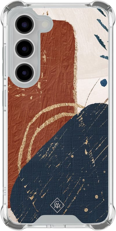 Casimoda® hoesje - Geschikt voor Samsung Galaxy S23 - Abstract Terracotta - Shockproof case - Extra sterk - TPU/polycarbonaat - Roze, Transparant