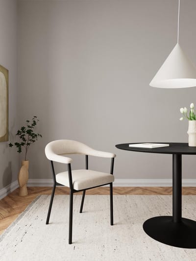 Eettafel Luno Keramiek Eiken Zwart Ø119cm - Giga Living