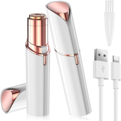 Elektrische Gezichtshaarverwijderaar voor Vrouwen - USB Oplaadbaar met LED Verlichting - Pijnloze Ontharing voor Gezicht, Lippen en Kin - Draadloos Gezichtsscheerapparaat met Verstelbare Kop