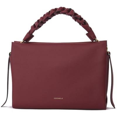 COCCINELLE Leren handtas schoudertas Boheme Grana Double Hand Bag Ribes / Prune (rood)paars