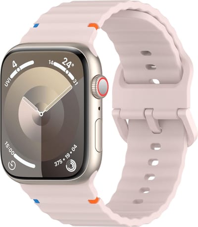By Qubix - Geschikt voor Apple Watch bandje - Geschikt voor Apple watch bandje - Wave sportband - Roze - Geschikt voor Apple Watch 38mm / 40mm / 41mm / 42mm - siliconen sport bandje - smartwatchbandje