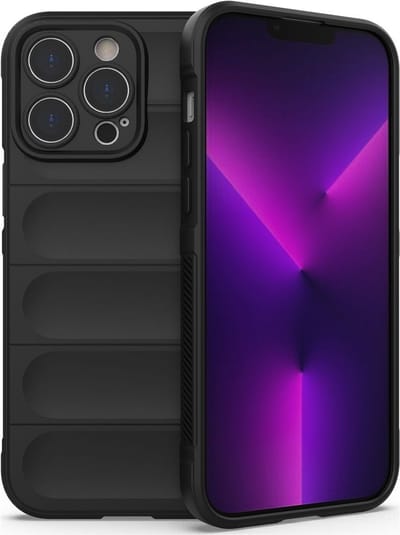 YPCd Bumpy Backcover Geschikt voor Apple iPhone 14 Pro Max – Flexibel TPU & Gripvast Hoesje met Schokbescherming en Verhoogde Randen – Zwart
