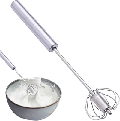 Semi-Automatic Whisk - Rotating Semi-Automatic Egg Beater Whisk Hand Mixer, Kitchen Tools, Non-stick Whisk Blender Long Handle Egg Beater for Milkshakes, Whipped Cream