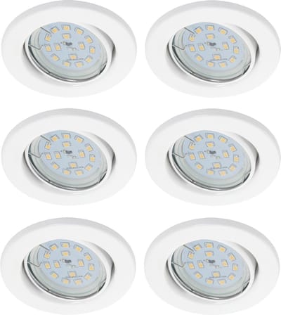 Trango Set van 6 inbouwspots 6729-066MO in wit mat draaibaar incl. 6x 3000K warm wit Ultra Flat LED Module, Plafondspots, Plafondlamp, Badkamerlamp, Spots