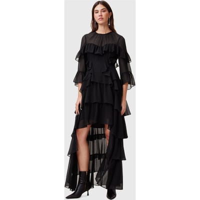 AllSaints Nat Ruffle Dress Black Taglia: 4 | Maxi abiti Outlet | Donna | Nero
