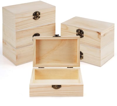 Unyqoos ® Set van 6 Decoratieve Houten Opbergkisten met Deksel voor Sieraden en Herinneringen