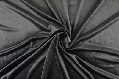 10 meter stretch fluweel - Donkergrijs - 93% polyester - 7% elastaan