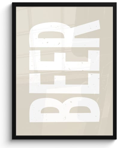 Fotolijst inclusief poster - Posterlijst 50x70 cm - Posters - Beer - Japandi - Beige - Decoratie - Foto in lijst - Keuken decoratie muur - Wanddecoratie accessoires - Muurdecoratie - Schilderijen
