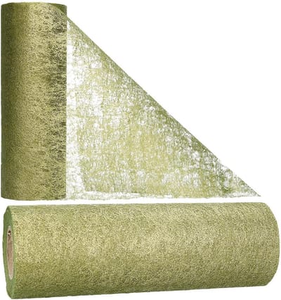 vlies-tafelband tafelloper voor bruiloften, communies, dopen en alle feestelijkheden Afmetingen: 23 cm/25 m rol (Smaragd Goud, vlies)
