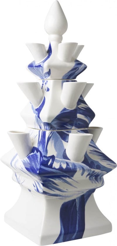 Heinen Delfts Blauw - Tulpenvaas - Tulp - Blauw & Wit - 3-delig - Keramiek - 33cm
