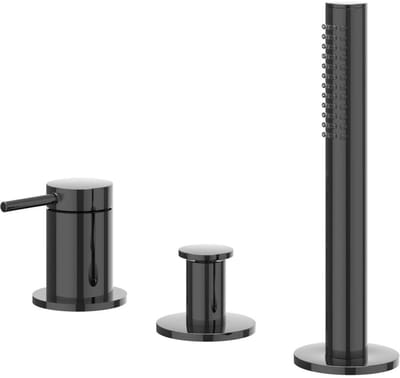 IVY Bond Badrandcombinatie 3-Gats Mengkraan met Uittrekbare Handdouche zonder Uitloop - Zwart Chroom PVD