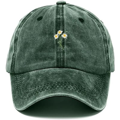 Casquette de baseball en coton lavé vintage avec bouquet floral personnalisé Casquette de camionneur réglable usée pour femmes Style jardin Chapeau d'extérieur black