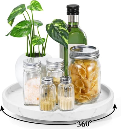 Famanu - Lazy Susan metalen dubbele standaard 25 cm, roestvrij staal