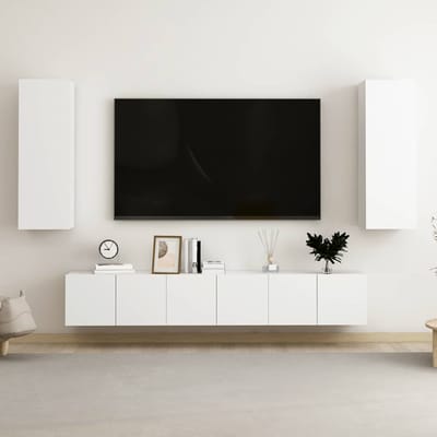 vidaXL - 5-delige - Tv-meubelset - bewerkt - hout - wit