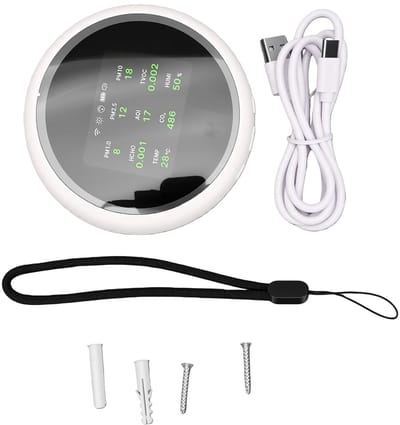 Luchtkwaliteitsmonitor - Binnenluchtmeter - Gezond Leven - WiFi Tuya App - 14 x 12 x 6 cm - Wit