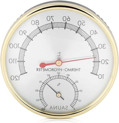 Hygrometer en Thermometer voor Sauna, Precisie Thermo-Hygrometer met Metalen Wijzerplaat voor Binnengebruik en Sauna Ruimte